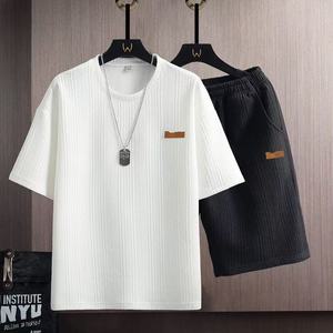 <span class=keywords><strong>Ensemble</strong></span> de t-shirts d'été 2 pièces pour hommes, <span class=keywords><strong>ensemble</strong></span> de vêtements de sport en coton pur, <span class=keywords><strong>ensemble</strong></span> personnalisé avec impression de marque, <span class=keywords><strong>ensemble</strong></span> de shorts à manches courtes 2 pièces pour hommes - Product Image 5