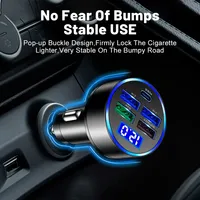 Chargeur de voiture rapide 5 ports PD 33W avec affichage numérique LED de la tension, adaptateur de charge USB multi-ports pour iPhone (vente en gros)