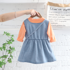 Ropa Infantil de Boutique 2022, Venta al por Mayor, Camisa de Manga Larga de Algodón para Niñas, Otoño, Vestido de Dos Piezas de Mezclilla Lavada Estilo Vintage - Product Image 4