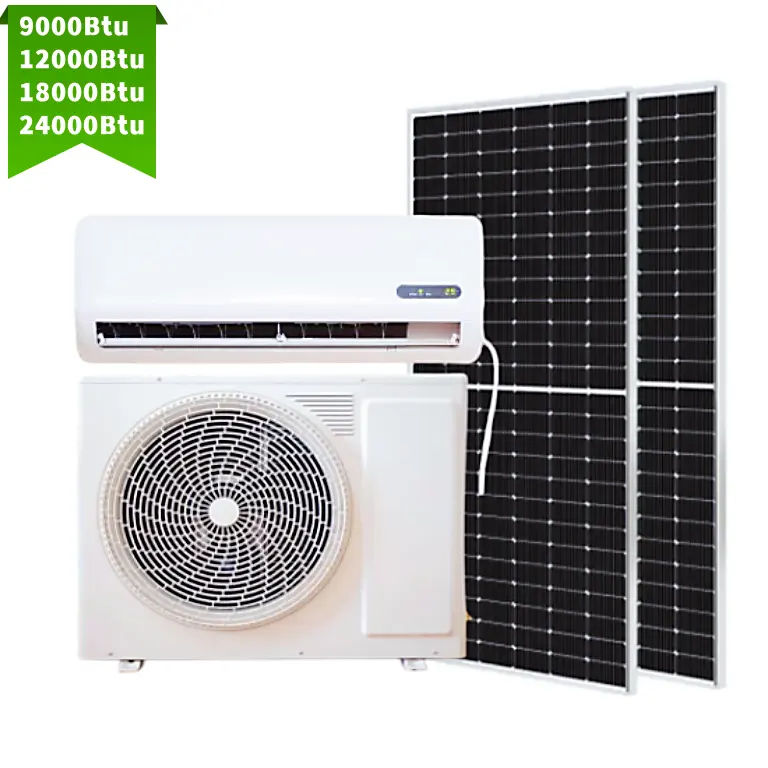 Yeni 9000Btu 12000Btu 18000Btu 24000Btu 48V güneş enerjisi fiyat AC DC hibrid kapalı ızgara duvar bölünmüş güneş enerjili AC klima