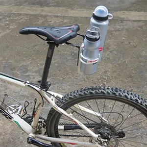 Support de selle arrière en aluminium pour vélo, support de porte-bouteille d'eau double, support de support fixe pour bouilloire <span class=keywords><strong>triathlon</strong></span> extensible - Product Image 2