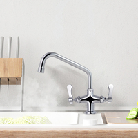 Cuisine commerciale Double poignée Chrome Pull mitigeur robinet Design moderne robinets en laiton noyau de valve équipement de restauration robinets de bassin