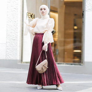 Le donne musulmane del sud-est asiatico vestono la gonna a pieghe lunga etnica islamica del medio oriente - Product Image 3