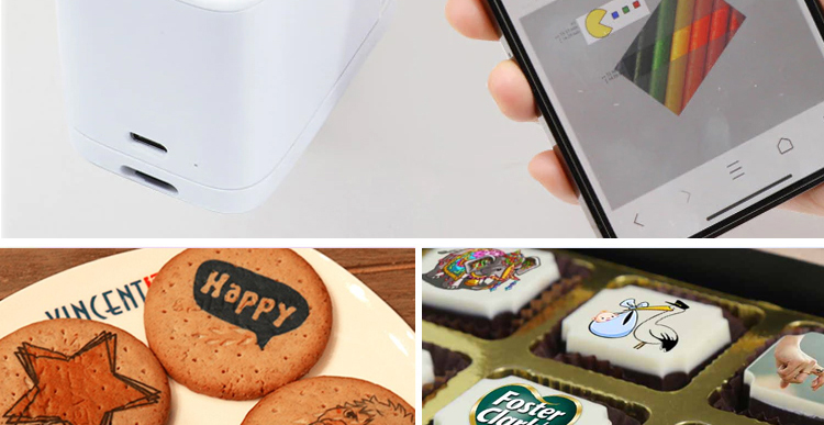 Handheld Full Color Bakery Printer Mini edible printer for cake food chocolate pattern and date printing with edible cartridge