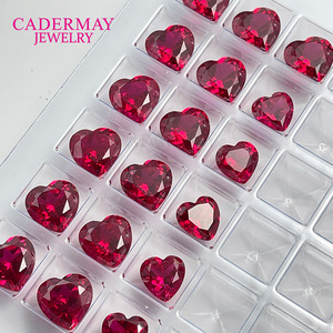 Сертификат AGL: рубин Red Lab, выращенный в лаборатории, 4-15 мм, огранка в форме сердца. # 5 красных синтетических рубинов с включениями, неоправленные камни - Product Image 4