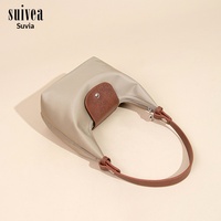 Sac à main de luxe en nylon imperméable, couleur unie, fermeture éclair, deux poignées, boutique de mode