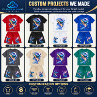 Ensemble d'été deux pièces personnalisé pour homme : T-shirt et short en mélange de coton tricoté respirant 220g, imprimé numériquement motif baleine dorsée cosmique