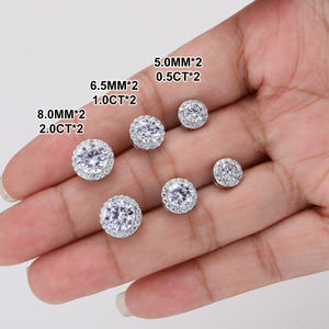 USA Warehouse Fijne Sieraden Witgoud 925 Sterling Zilver VVS Moissanite Diamant Halo Oorknopjes voor Heren en Dames - Product Image 2