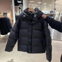 Manteau d'hiver noir mi-long en duvet matelassé pour homme 2026, avec empiècements à carreaux classiques, veste extérieure polyvalente, stock international