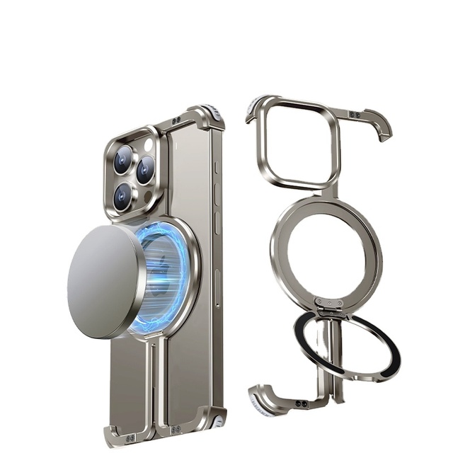 Aluminum Forged Stand Case for iPhone 15 15 Plus 15 Pro 15 Promax-Shockproof Protection for iPhone 13 14 Promax