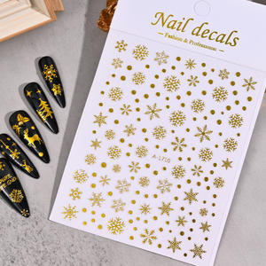 Autocollants pour ongles en forme de flocon de neige doré A-1710, autocollants pour ongles 3D professionnels à la mode pour l'hiver, Noël, DIY - Product Image 1