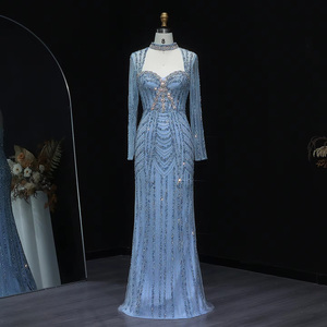 Abito da sera di lusso a maniche lunghe in stile arabico blu chiaro per le donne eleganti abiti da festa nuziale <span class=keywords><strong>rosa</strong></span> Lsz635 - Product Image 3