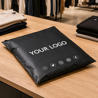 Sacs d'emballage pour vêtements personnalisés avec logo noir givré, vente en gros, fermeture éclair coulissante mate de luxe, emballage pour vêtements pour les grossistes en vêtements