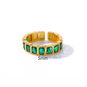 Bague réglable en acier inoxydable inaltérable, vente en gros d'usine, design zircon, bande éternité colorée en CZ, plaqué or 18 carats, pour mariage - Product Image 5
