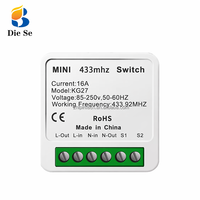 Interruptor de Luz Inalámbrico RF 433MHz AC 110V/220V/240V 16A, Módulo de Control Remoto con Funciones de 2 Vías y Temporizador, Alcance de 10-50m