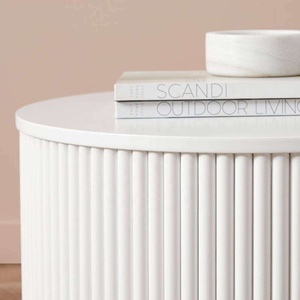 Hiện đại Bắc Âu Trắng rãnh gỗ tròn Bàn cà phê cho phòng khách - Product Image 4