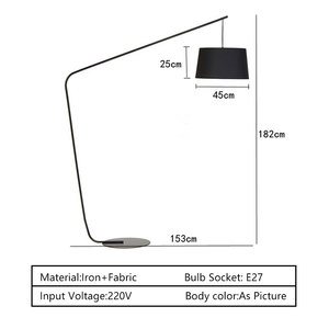 Modern Arched <strong>Floor</strong> <strong>Lamp</strong> with Hanging Drum <strong>Shade</strong> Minimalist Black Arc Light <strong>for</strong> Living Room - Product Image 2