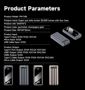 Baterías Externas de Gran Capacidad Más Vendidas, 20000mAh, con Cable Tipo-C, Carga Rápida PD20W, Soporte y Pantalla LED para Phone 17 16Pro - Product Image 4