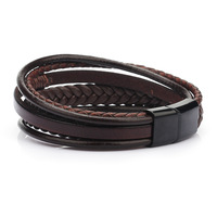 Bracelet en cuir tressé à la main pour homme avec fermoir magnétique en alliage de zinc, style ethnique, cadeau d'anniversaire