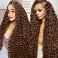 Perruque Lace Front Transparente 13x6 de 40 Pouces, Couleur Brun Chocolat, 100% Cheveux Humains Vierges, Fournisseur Canadien de Perruques en Dentelle