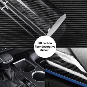 Autocollant d'intérieur en vinyle 5D en fibre de carbone, sans bulles d'air, pour automobile et moto