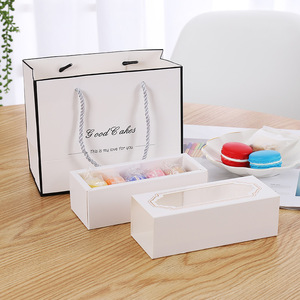 Scatola per Macaron in Cartone per Alimenti, Confezione da 5, Piccola, Bianca, con Finestra, per Natale, Prezzo all'Ingrosso - Product Image 1