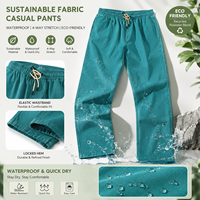 Pantalon décontracté en velours côtelé bleu sarcelle à taille élastique pour homme YILONG
