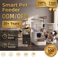 Distributeur automatique de nourriture pour animaux de compagnie intelligent OEM/ODM, moderne, luxueux, avec caméra, télécommande, batterie, PP ABS, capacité de 3 L, pour chat et chien