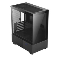 Boîtier d'ordinateur de jeu de bureau MATX MicroATX Mid Tower avec trous, construction en acier et fenêtre latérale pour aquarium