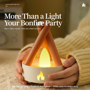 Lampe de chevet vintage créative effet feu de camp, lumière douce et bruit blanc pour le sommeil - Product Image 2