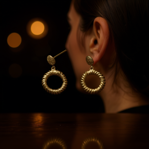 Pendientes de Acero Inoxidable Chapados en Oro Angelina, Joyería Geométrica Vintage para Mujer, para Fiestas - Product Image 2