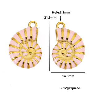 Pendentif Coquillage en Acier Inoxydable Forme Conque, Apprêts Bijoux DIY, Plaqué Multicolore pour Fabrication de Colliers et Bracelets - Product Image 3