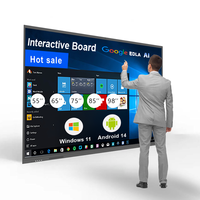 Tableau blanc interactif intelligent à écran tactile LED Android 4K 75/86/110 pouces pour l'enseignement en classe et au bureau