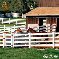 Clôture pour chevaux en PVC résistant aux UV, type poteau et rail, pour ferme équestre et ranch - Vente flash