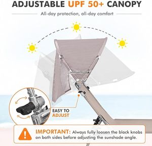Chaise longue pliante moderne <span class=keywords><strong>avec</strong></span> parasol, mobilier d'extérieur lavable pour la lecture sur la plage, le bronzage, l'utilisation dans la cour et le parc - Product Image 6