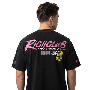 T-shirt noir oversize pour homme, manches courtes, style streetwear, tissu jersey, logo imprimé au dos, col rond - Product Image 6