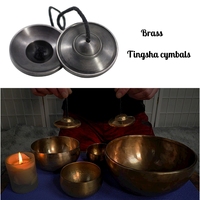 Tingsha Brass Tibetan Antique Buddhist Meditation Cymbals Lucky Symbol Embossed Yoga Bell Chimes Musical Instrument Accessories
