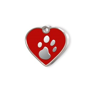 Placa de Identificación para Mascotas con Diseño de Corazón Rojo y Huella de Pata para Perros y Gatos - Product Image 1