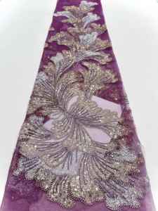 HongLong 2025 Green Background <strong>Fabric</strong> Sequins <strong>Heavy</strong> <strong>Lace</strong> Beaded <strong>Lace</strong> <strong>Fabric</strong> Embroidery Full Pearl <strong>Lace</strong> <strong>Fabric</strong> - Product Image 4