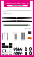 SJC 64 couleurs d'éclairage d'ambiance pour voiture pour Toyota Hilux 2015-2024 LHD/RHD, accessoires d'éclairage d'ambiance intérieur de voiture, décoration