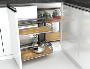 Wholesale Glass Tall Master 2-Tier Sliding For <b>Kitchen</b> <b>Cabinet</b> <b>Accessories</b> Blind Corner Pull Out Storage Magic Corner Basket - Product Image 1