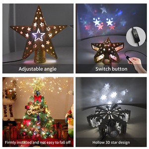 Luces Decorativas LED para la Punta del Árbol, Proyector 3D de Copos de Nieve Giratorios, Luz para la Punta del Árbol de Navidad con Diapositivas Intercambiables - Product Image 3