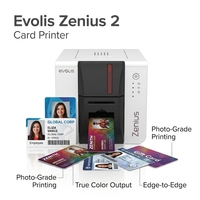Taille compacte. Impression de cartes professionnelles. Imprimante de cartes Zenius 2, jusqu'à 180 cartes/heure, impression recto simple, bord à bord