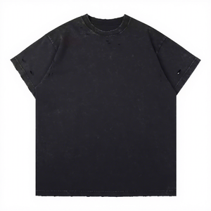 T-shirt vintage en coton délavé à col rond pour homme, 100 % coton, manches courtes, t-shirts vierges pour homme - Product Image 3