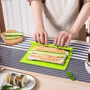 Reusable Silicone Sushi Roller Pattern Hand <b>Roll</b> <b>Mat</b>, Easy Wash & Mildew Resistant Portable Sushi Making Kit - Product Image 1