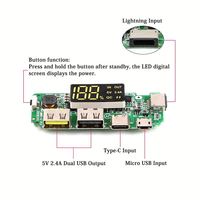Module de charge pour batterie au lithium 18650 avec protection de circuit, double port USB 5V 2.4A Micro/Type-C, pour batterie externe mobile
