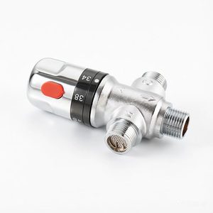 Válvula <span class=keywords><strong>Mezcladora</strong></span> Termostática de Latón Cromado de <span class=keywords><strong>1</strong></span>/<span class=keywords><strong>2</strong></span>'' con Control de Temperatura Anti-Escaldaduras para Ducha, Baño y Sistema de Calentador de Agua Solar - Product Image 4