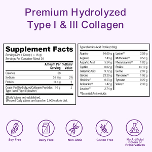 Premium Grade Typ I & III Ungeschmackte, schnell auflösende essentielle Aminosäuren unterstützen hydrolysiertes Kollagen peptid pulver - Product Image 2