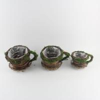 Pot de fleur en rotin nordique simple personnalisé plateau de jardinière de bureau minimaliste suspendu application extérieure forme de tasse décorative