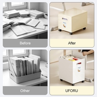 UFORU Conteneur de rangement de bureau en plastique grande capacité avec couvercle, boîte de rangement mobile sous le bureau avec roulettes pour fournitures domestiques